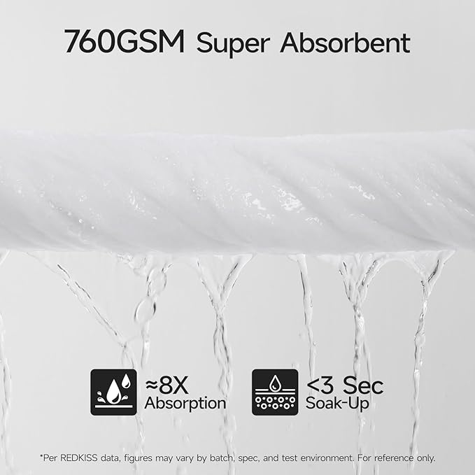 REDKISS Luxury Bath Towel Set of 8 Pieces - 100% Cotton, Super Absorbent, Quick-Dry | 2 XL Bath Sheets (35x70 in), 2 Hand Towels, 4 Washcloths | Hotel & Spa Quality-White