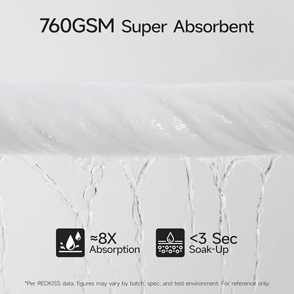 REDKISS Luxury Bath Towel Set of 8 Pieces - 100% Cotton, Super Absorbent, Quick-Dry | 2 XL Bath Sheets (35x70 in), 2 Hand Towels, 4 Washcloths | Hotel & Spa Quality-White