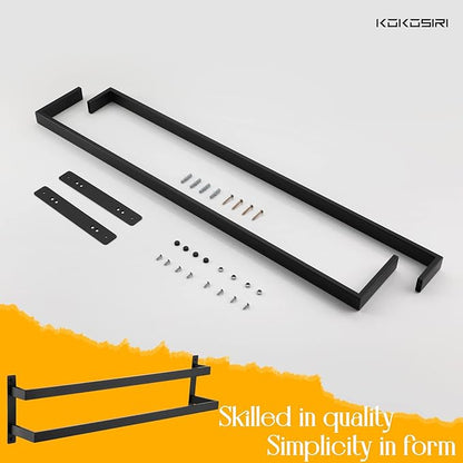 KOKOSIRI Towel Bars Black Bath Towel Holders 32 Inches Bathroom 2-Tiers Ladder Towel Rails Wall Mounted Towels Shelves Rack Stainless Steel, B5008BK-L32