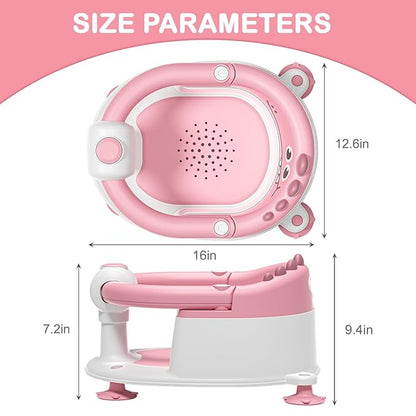 TPN Baby Bath Seat for Babies 6 Months & Up, Non-Slip Toddler Bath Seat with 5 PCS Waterproof Emoji Stickers, Portable Infant Bath Seat for Baby(Pink)
