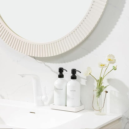 White Soap Dispenser Set, Contains Hand and Lotion Dispenser with Pump. Perfect for Guest Bathroom Decor. (White)