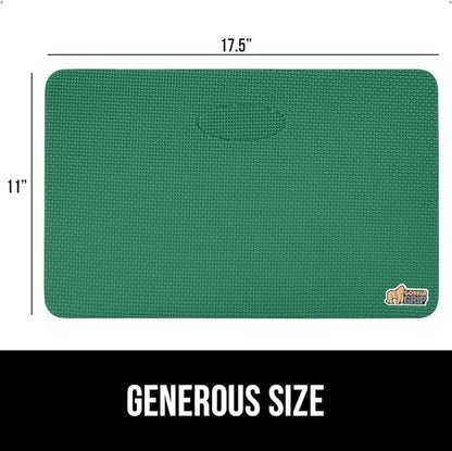 GORILLA GRIP Extra Thick Patent Pending Soft Foam Kneeling Pad, 2 PK, Supportive Large Cushion Knee Pads for Gardening, Baby Bath, Dirt and Water Resistant, Workout and Garden Supplies, 17.5x11, Green