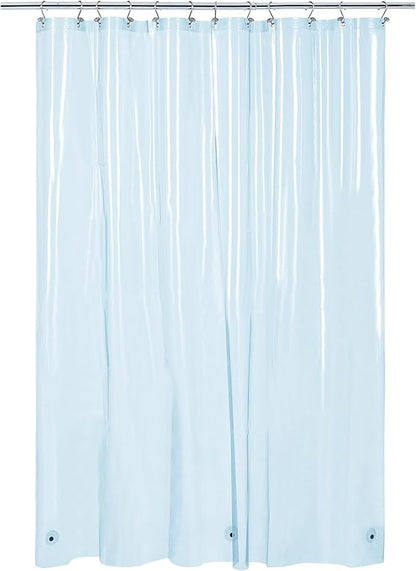 Barossa Design Clear Blue Long Shower Curtain Liner 78" Height - 3 Magnets & Waterproof Lightweight PEVA Shower Liner for Bath Tub, PVC Free, Metal Grommets, Clear Blue, 72x78