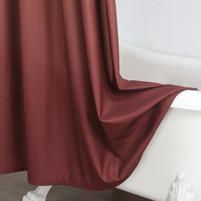 Extra Wide Fabric Shower Curtain, Burgundy Ombre Waterproof Around Shower Curtains for Bathroom, Microfiber Cloth Wide Bath Curtains, 108" W x 72" H