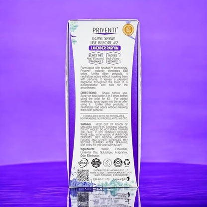 Signature PRIVENTI Toilet Spray, Lavender Parfum Bathroom Spray with Noxban Technology Odor Elimination, Travel Size, Long-Lasting Freshness for Home, Travel or Work, 2.4 Oz. - INSTANT FRESH AIR