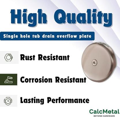 Single Hole Bathtub Drain Overflow Plate with One Matching Screws, Easy to Install, Satin Nickel