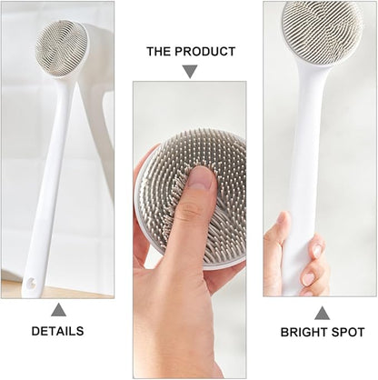 Housoutil Silicone Body Brush Back Scrubber for Adults, Bath Shower Scrub Brush with Massage Function, Soft Silicone Back Cleaning Scrubber for Shower and Skin Exfoliation