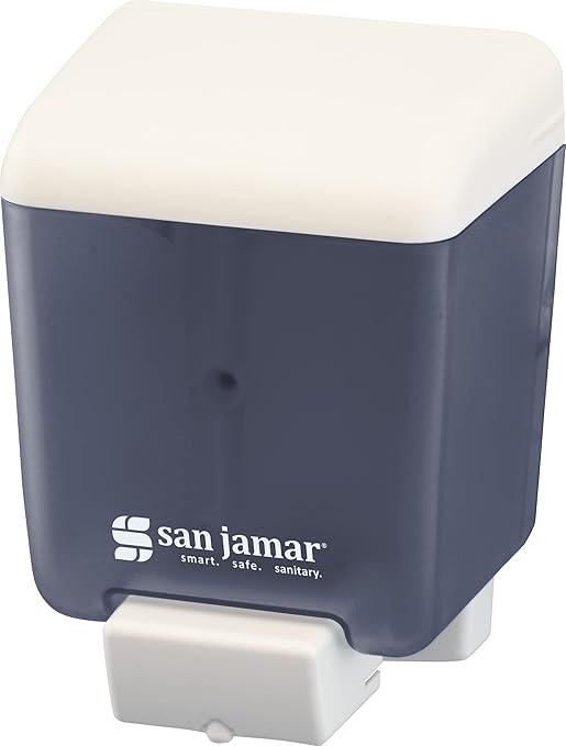 San Jamar Classic Plastic Manual Soap Dispenser, Hand Sanitizer Dispenser with Universal Compatibility for Home, Bathroom, Kitchen, Restooms, Restaurants, 30 Ounces, Arctic Blue