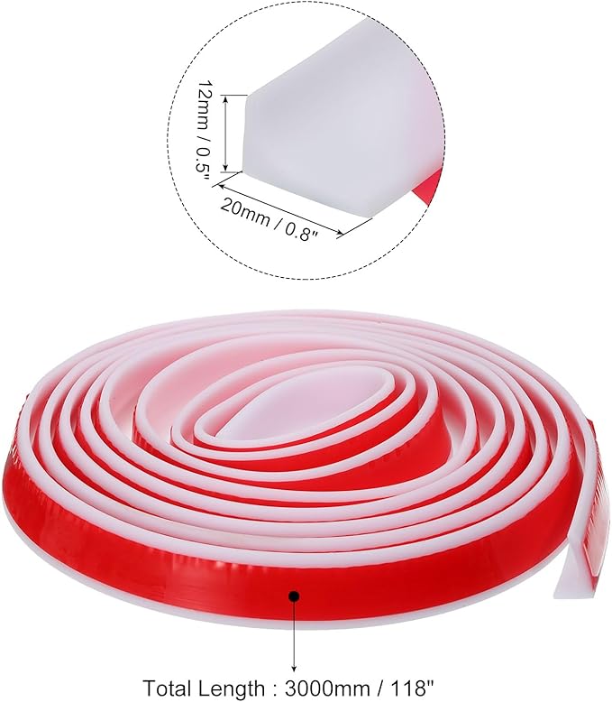uxcell 118 Inch Collapsible Shower Barrier Stopper Water Splash Guard Blocker 118"Lx0.8"Wx0.5"H for Bathroom Kitchen Wet and Dry Separation, White
