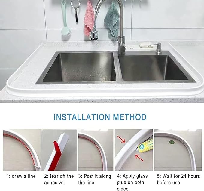 Collapsible Shower Water Guard Water Splash Guard Water Dam Barrier Shower Threshold for Shower Stall, Stay Dry Retainer for Wet and Dry Separation for Bathroom (48") …