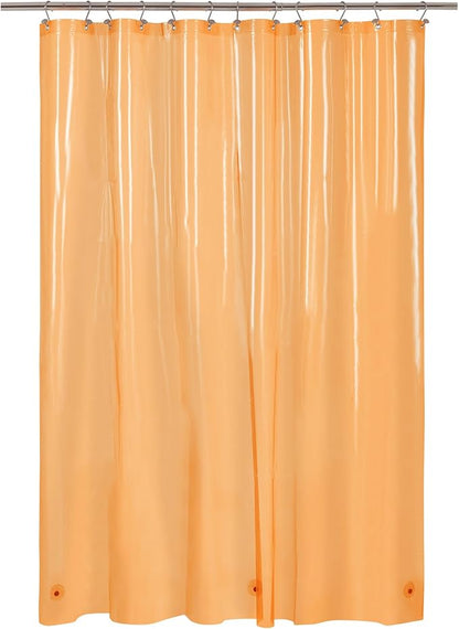 Barossa Design Clear Orange Long Shower Curtain Liner 78" Height - 3 Magnets & Waterproof Lightweight PEVA Shower Liner for Bath Tub, PVC Free, Metal Grommets, Clear Orange, 72x78