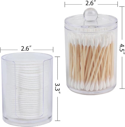 4 Pack Acrylic Qtip Holder Dispenser,Bathroom Canisters Apothecary Jar Set, Bathroom Organizers and Storage,10 oz with 1Gap