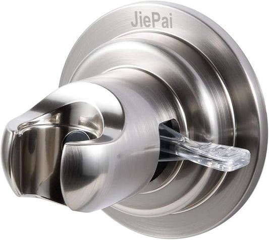 JiePai Suction Cup Shower Head Holder, Adhesive Suction Handheld Shower Head Holder Bracket,Removable Wall Mount Head Holder for Bathroom,Brushed Nickel
