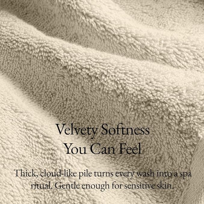 Italic Serene Ultraplush Cotton Towel Set, 4-Piece, 2 Bath Towels + 2 Hand Towels, Sand, Large, 800GSM, 100% Cotton, Heavy Duty, Resort Grade Towels (Sand)