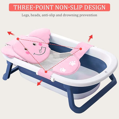 AIR&TREE Baby Bath Seat Support Net, Quick Drying, Adjustable, Comfortable, Non-Slip, Infant Bathtub Sling Shower Mesh for a Tub, with Safety Support Corners (Pink)