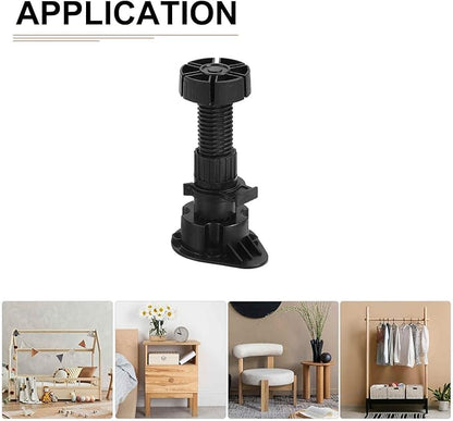 80x44mm(LxW) Adjustable Leveling Feet - 8Pack- Good for Furniture - Leveler Support Frame Replacement Legs - Black