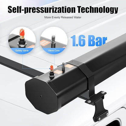 Portable Camping Shower Solar Portable Shower Water Tank for Camping Self-Pressurized Water Tank for SUV Overland Roof Rack 5.58ft Pipe 1.6bar 60℃/140℉ (30L)