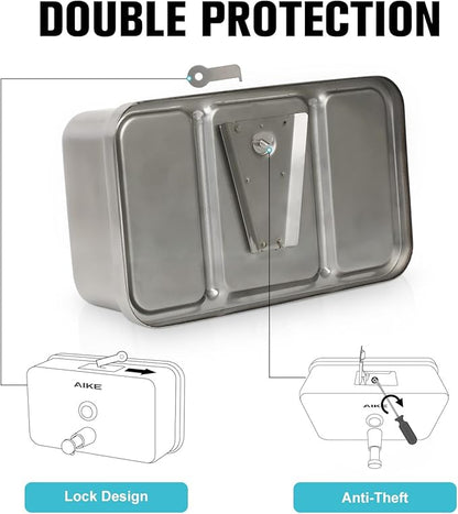 AIKE AK1005 Commercial Soap Dispenser – 37oz Capacity, Polished Stainless Steel Surface Mount