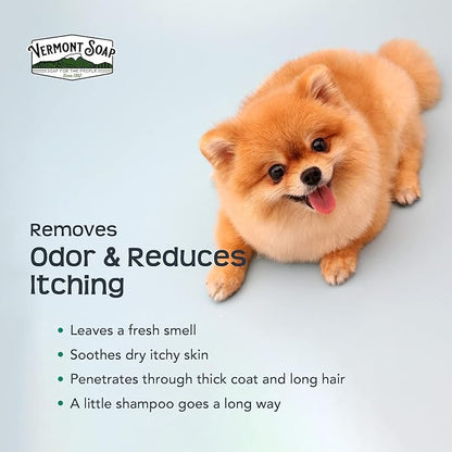 VERMONT SOAP Organics Pet Shampoo - Infused with Organic & Natural Olive Oil, Coconut & Aloe Vera Dog Shampoo for Sensitive Skin - USDA Certified Grooming, Blueberry (64oz)