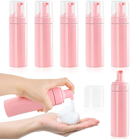 Foam Pump Bottle 5.1oz/150ml Pink Empty Foam Bottle Pump, Travel Foam Bottle for Soap, Shampoo, Cleaning Foam Dispenser Bottle Refillable (6 Pack)