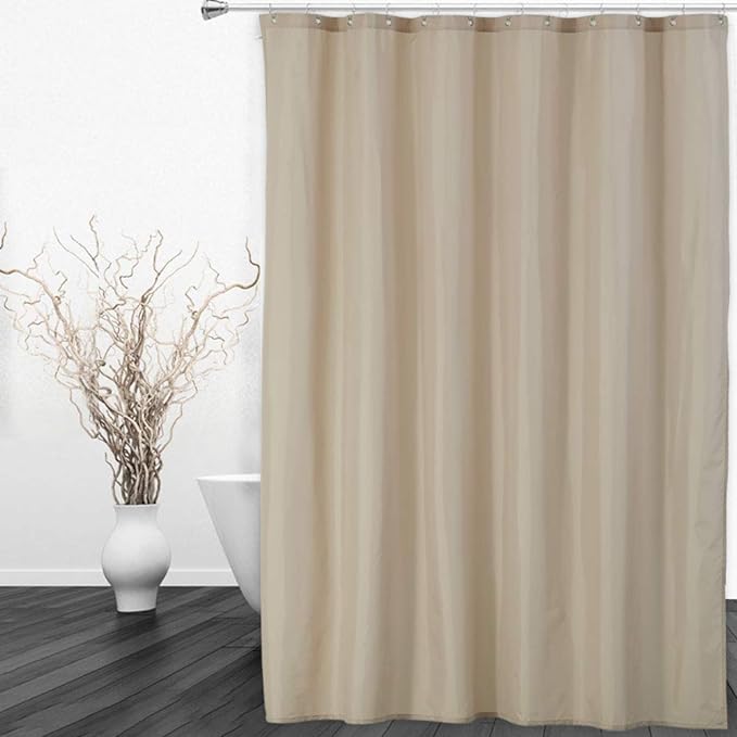 CAROMIO Hotel Quality 100% Waterproof Fabric Shower Curtain or Liner with Magnets for Bathroom, Tan, 72 x 78 inches