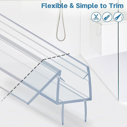 Shower Door Bottom Seal Strip, 2PCS Seal Strip, Ultra Clear PVC, 36" Length, Fits 12mm Thick Glass, Prevents Leaks, Easy Installation, No Adhesive Required (Ultra Clear, 36in for 1/2"(12mm) Door)