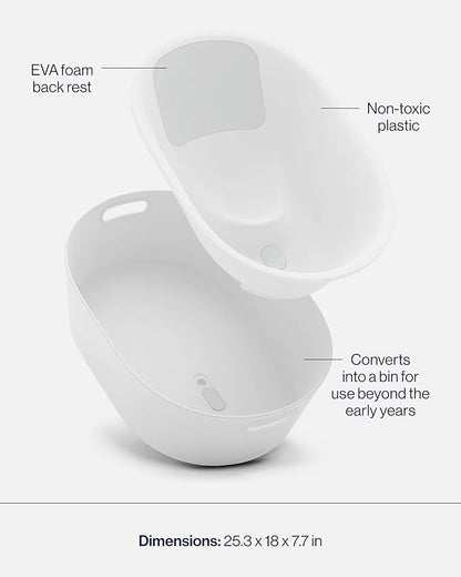 Lalo Bathtime Starter Kit - Modern Baby Bathtub, Rinse Cup & Spout Cover Bundle, Safe & Clean Design for Newborns, Minimalist Design, Easy to Clean, 25.3 x 18 x 7.7 in, 10 lb - Coconut