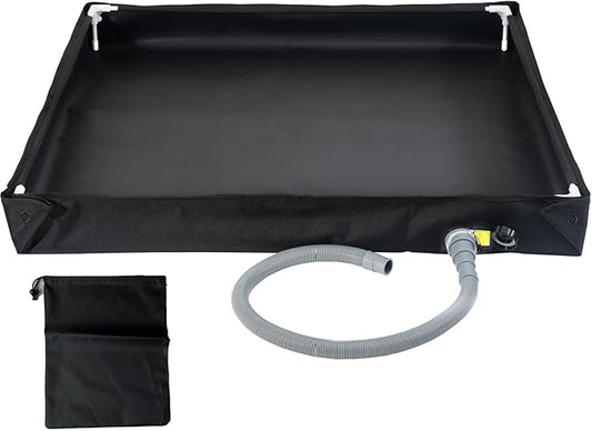 Portable Shower Pan, Foldable Outdoor Shower Floor with Drain & Storage Bag, RV Shower Pan Camping Shower Base for Outdoor, Indoor, Camping, Beach, Pet Bath