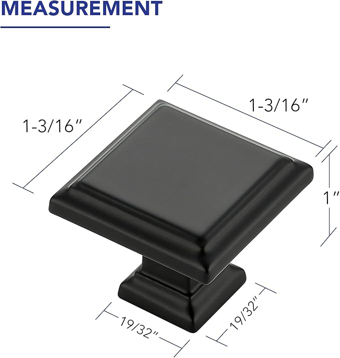 Ravinte Hardware 15 Pack Kitchen Cabinet Pulls Square Drawer Single Hole Handles Matte Black for Cupboard Gold Dresser Solid