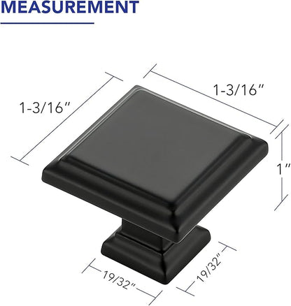 Ravinte Hardware 15 Pack Kitchen Cabinet Pulls Square Drawer Single Hole Handles Matte Black for Cupboard Gold Dresser Solid