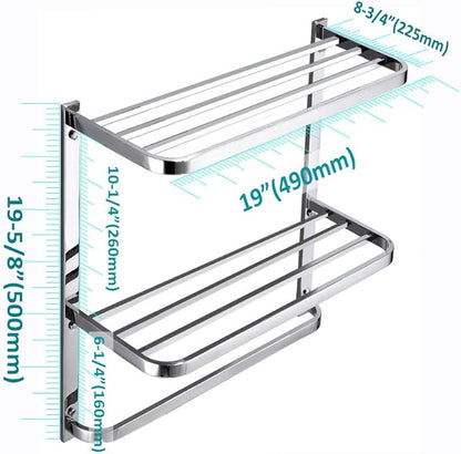 3-Tier Bathroom Shelf with Towel Bars, Stainless Steel Wall Mounting Rack,20Inch