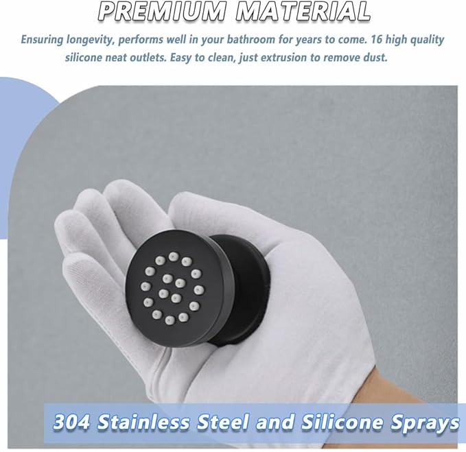 Matte Black Round Shower Faucet Set with Body Jets 16 Inch Shower Head Handheld Shower Combo Set High Pressure Ceiling Mount with Rough-in Valve