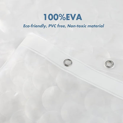 WELTRXE Extra Long Shower Curtain Liner, 72x78 Inch 3D Clear Bubble Heavy Duty Waterproof Shower Curtain Liner with Magnets Thick Plastic Shower Curtains Weighted Bathroom Shower Liner, 12 Hooks