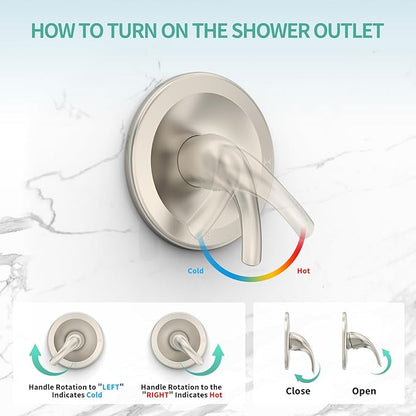 SR SUN RISE Shower System with Tub Spout Rain Shower Tub Set, High Pressure 35-Function Dual 2-in-1 Shower Combo Faucet with Valve, Patented 3-Way Water Diverter in Brushed Nickel (Valve Included)