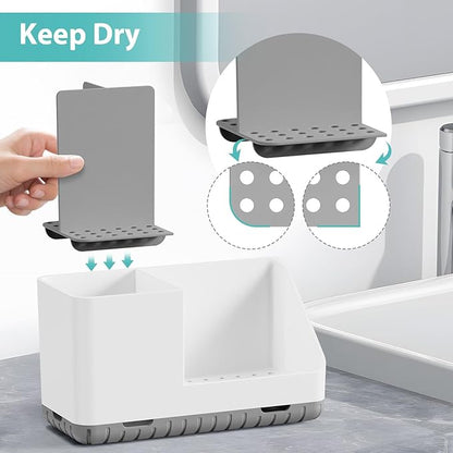 Toothbrush Holders for Bathrooms, Kids Electric Toothbrush and Toothpaste Holder with Drainage, Tooth Brush Holder for Bathroom Countertop Organizer (Grey)