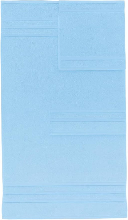 6 Pieces - Turkish Cotton - Luxury Towel Set for Bathroom & Kitchen, 2 Bath Towels, 2 Hand Towels & 2 WashCloths *Valued $79.99* (SKYLITE Blue)