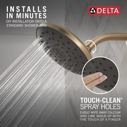 Delta PivotPro Brushed Gold Rain Showerhead, Single Setting 7 Inch Round Shower Head, Showerheads, 1.75 GPM Flow Rate, Champagne Bronze 75103CZ