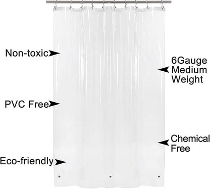 Barossa Design Narrow Shower Curtain Liner with 3 Magnets - 36" x 84", Waterproof PEVA Shower Liner for Small Extra Long Bathroom Stall, PVC Free, Metal Grommets - Clear, 36X84