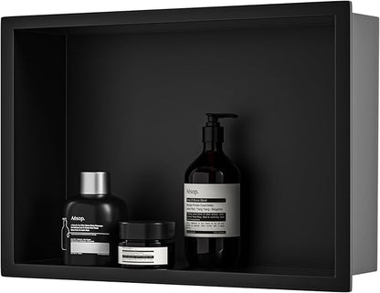 Stainless Steel Shower Niche 18" X 12" Matte Black No Tile Needed Niche Shower for Bathroom Storage Recessed Wall Shelf Over Mount Installation