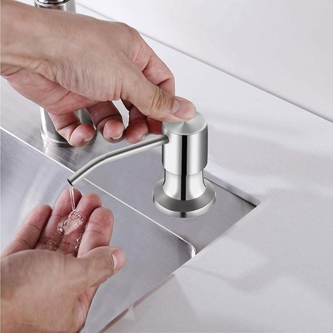 Sink Soap Dispenser, Kichen SoapDispenser, 47" Extension Tube kit, Under Sink Soap Dispenser Pump, No Need More Refills （Brushed Nickel）
