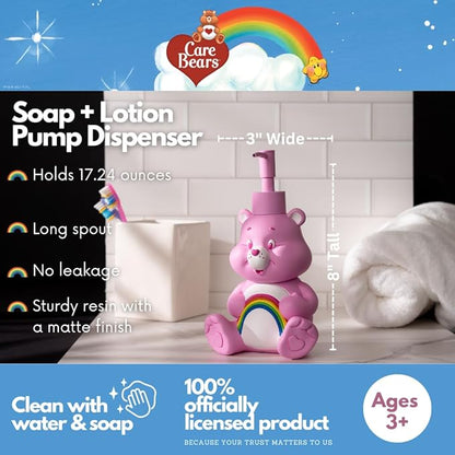 Care Bears Cheer Bear Soap/Lotion/Hand Sanitizer Resin Pump Dispenser, 10.36 Ounces, (Officially Licensed Product) by Franco Collectibles