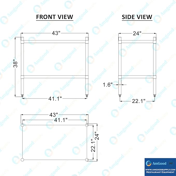 AmGood 2 Tier Galvanized Steel Dry Storage Unit. 24 in. x 43 in. x 38 in.