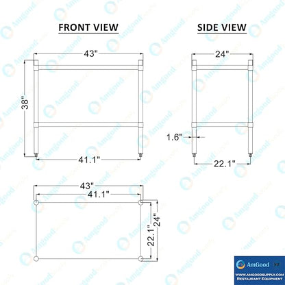 AmGood 2 Tier Galvanized Steel Dry Storage Unit. 24 in. x 43 in. x 38 in.