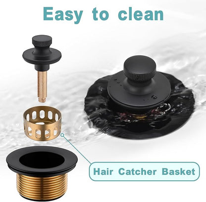 BESTILL Bathtub Drain Kit and Overflow Faceplate, Matte Black