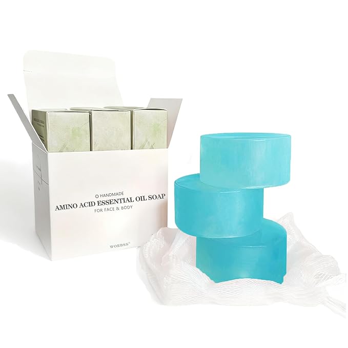 Cleansing Soap Bar for Face & Body & Bath 3Pack 3.3Oz, with Premium Amino Acid Essential Oils, Plant Based Cold Process Cleansing Bar Soap Wash for Women and Men All Skin