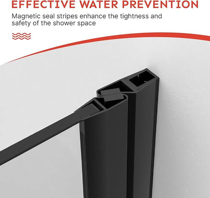 Kosmonia 36"-37"Wx72"H Frameless Pivot Shower Door, 1/4" Tempered Glass&Shatter Proof Film, Stainless Steel Hardware & Easy Clean Coating,Magnetic Seals Water Prevention&Reversible Installation Matte