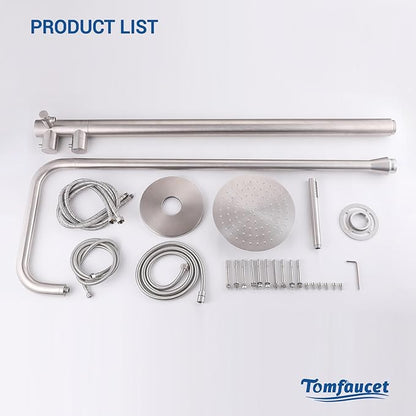 Freestanding Outdoor Shower Kit, 316 Marine Grade Stainless Steel Outside Shower System for Backyard, Pool, Beach, Outdoor Shower Fixtures with Rain Shower Head & Handheld, Brushed Nickel