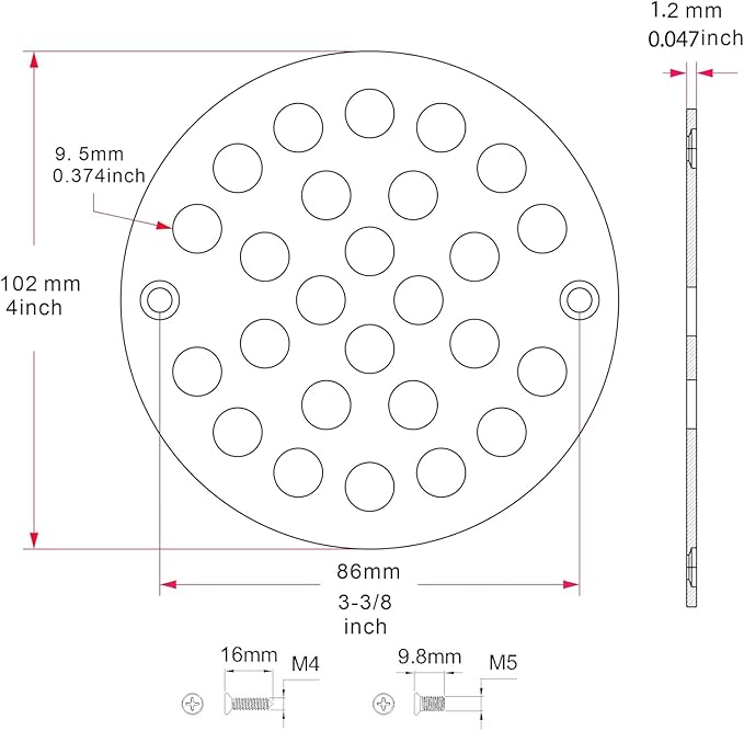 4 Inch Shower Drain Cover,Round Screw-in Floor Drain Cover,Easy-to-Install Replacement Cover Brushed Nickel