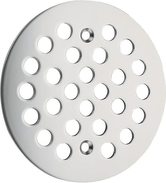Round 4.25 Inch Screw-in Shower Drainer Cover Replacement 304 Stainless Steel 4-1/4 inch Floor Drain Grate with Screws Chrome