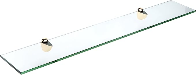 Spancraft Glass P-4.75x21-Brass Peacock Glass Shelf, Brass, 4.75" x 21"